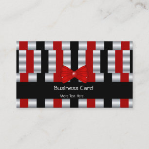 Business Card Elegant Art Deco Red Silver Blinds