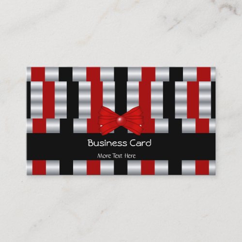 Business Card Elegant Art Deco Red Silver Blinds
