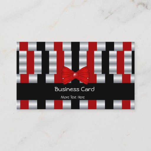 Customizable Business Card Elegant Art Deco Red Silver Blinds