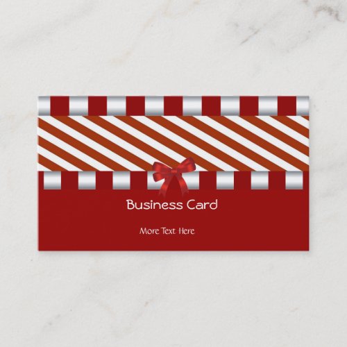 Business Card Elegant Art Deco Red White Stripe