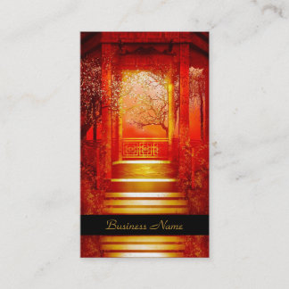 Business Card Elegant Asian Scene Gold Red