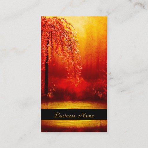 Customizable Business Card Elegant Asian Scene Gold Red