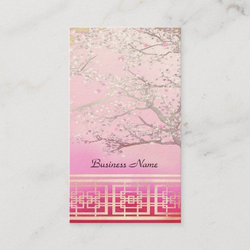 Customizable Business Card Elegant Asian Scene Pink