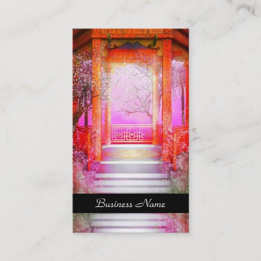 Customizable Business Card Elegant Asian Scene Silver Pink