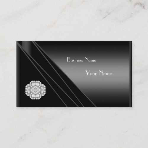 Business Card Elegant Black Diamond Jewel