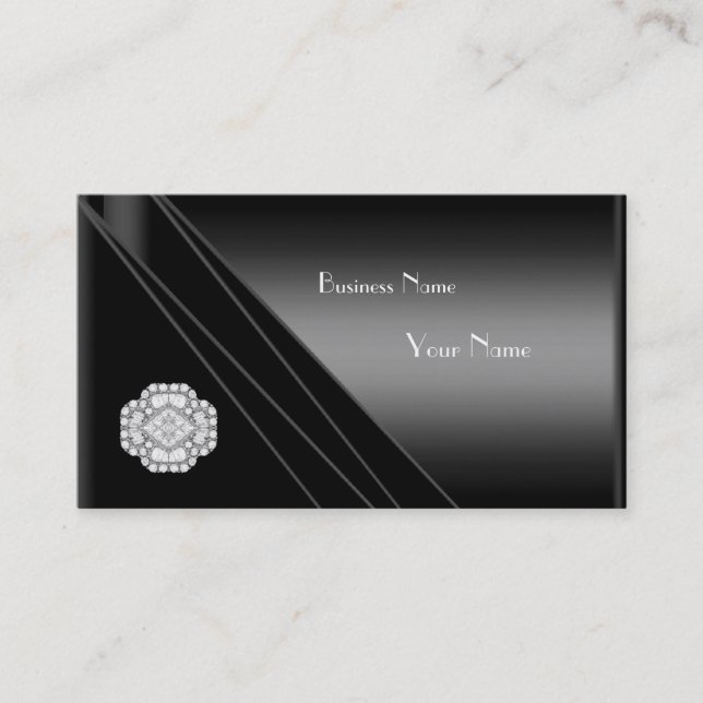 Business Card Elegant Black Diamond Jewel (Front)