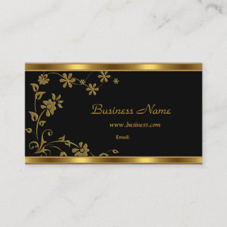 Business Card Elegant Black Floral Gold