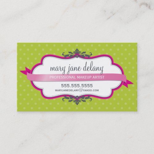 BUSINESS CARD elegant bold fuschia pink lime green