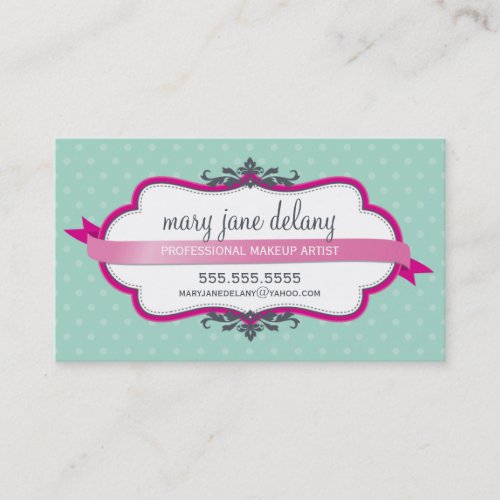 BUSINESS CARD elegant bold fuschia pink mint green
