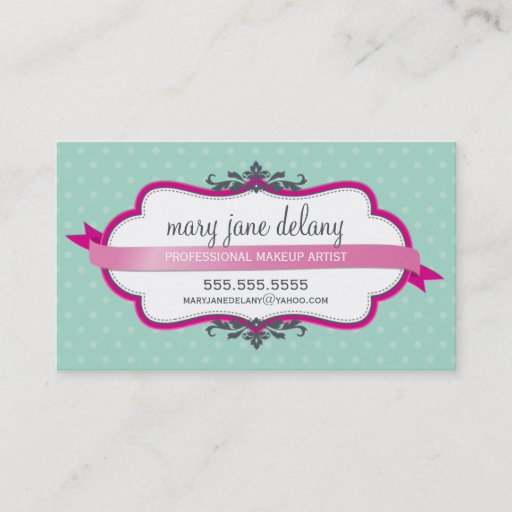 Customizable BUSINESS CARD elegant bold fuschia pink mint green