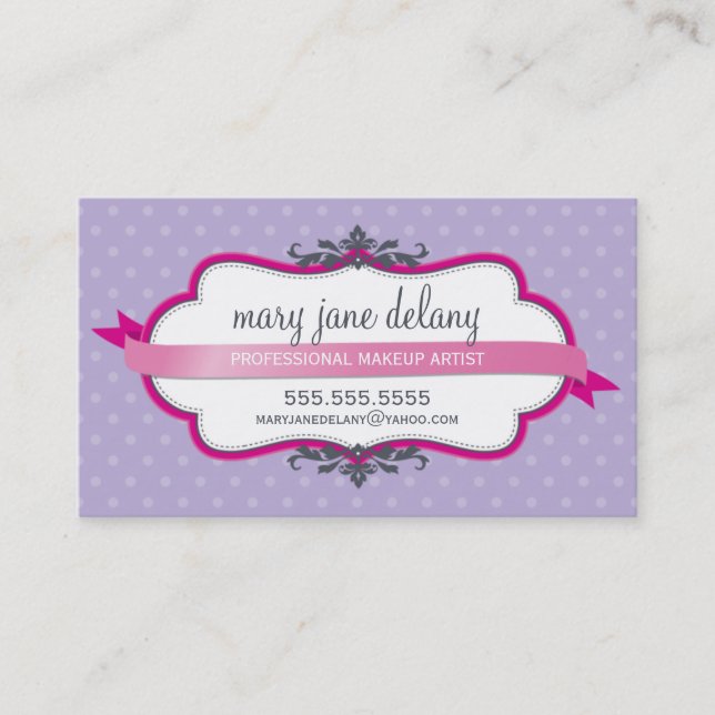 BUSINESS CARD elegant bold fuschia pink purple (Front)
