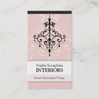 BUSINESS CARD elegant chandelier black pale pink