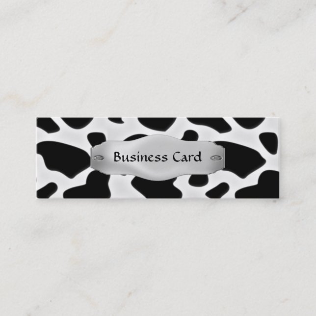 Business Card Elegant Cow Print Metal Skinny (Front)