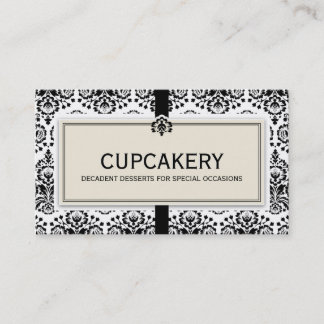BUSINESS CARD elegant damask black ivory