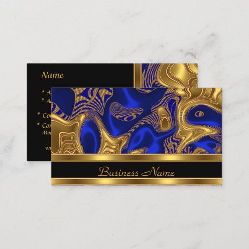 Business Card Elegant Exotic Blue Gold Abstract