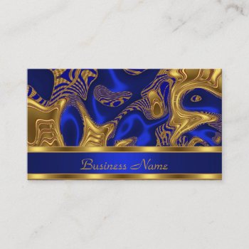 Business Card Elegant Exotic Blue Gold Abstract 2 by Zizzago at Zazzle