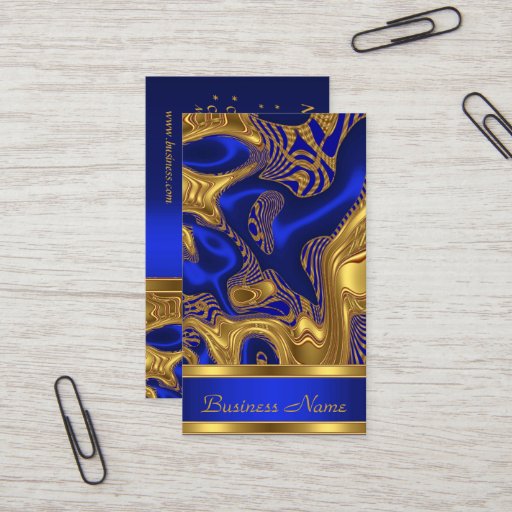 Customizable Business Card Elegant Exotic Blue Gold Abstract 2