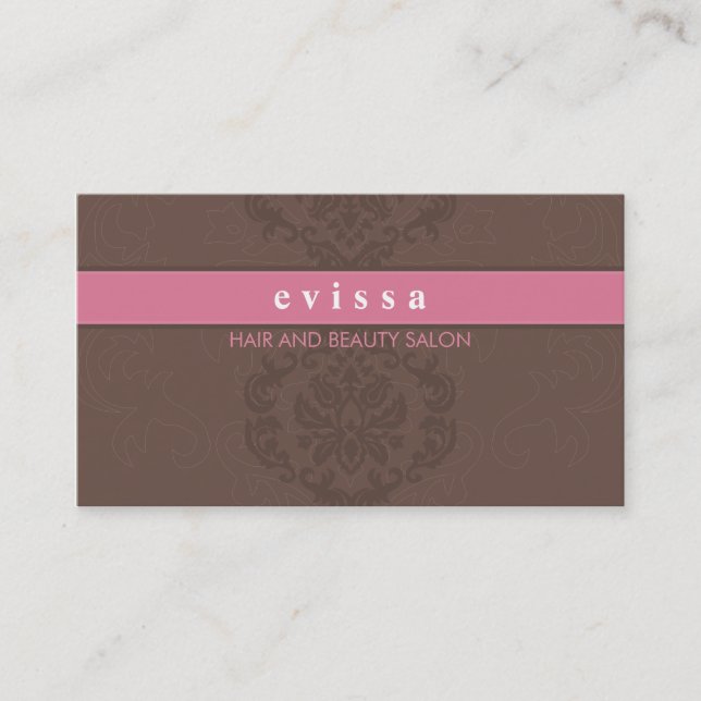 BUSINESS CARD elegant finesse pink mocha brown (Front)