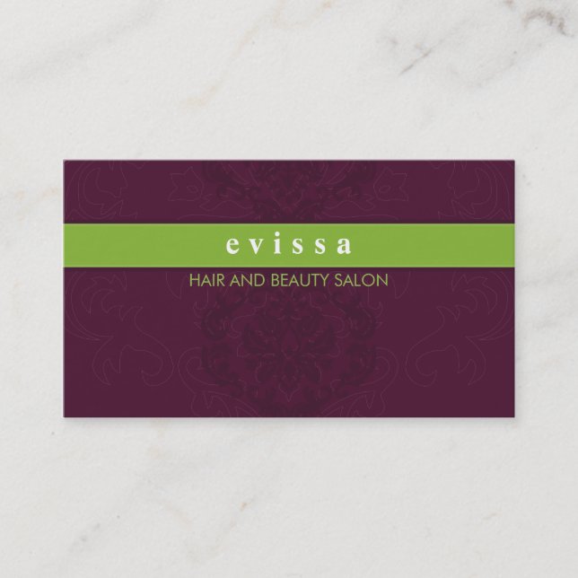 BUSINESS CARD elegant finesse plum lime green (Front)