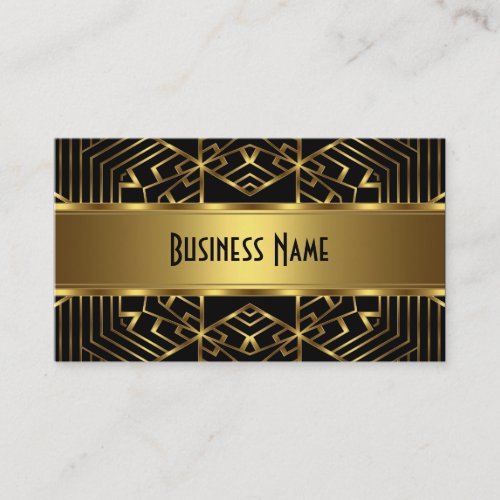 Business Card Elegant Gold Abstract on Black
