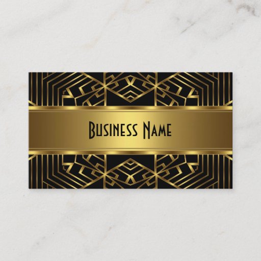 Customizable Business Card Elegant Gold Abstract on Black