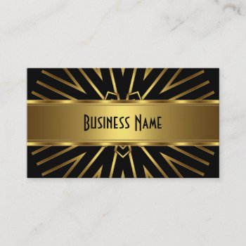Business Card Elegant Gold Abstract On Black by Label_That at Zazzle