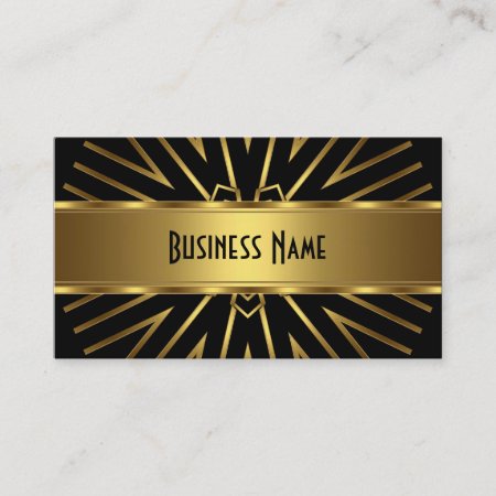 Business Card Elegant Gold Abstract On Black