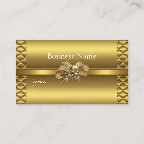 Business Card Elegant Gold BowsTile Trim Jewel