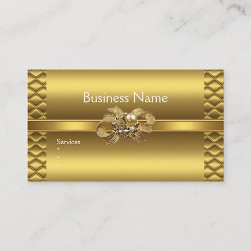 Customizable Business Card Elegant Gold BowsTile Trim Jewel