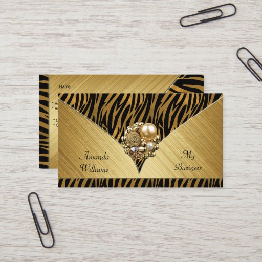 Customizable Business Card Elegant Gold Jewel Black Animal