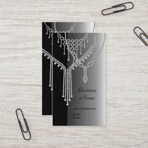 Business Card Elegant Jewels Silver Grey