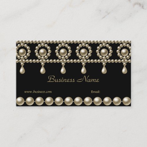 Business Card Elegant Pearls on Black