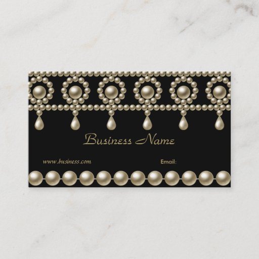 Customizable Business Card Elegant Pearls on Black