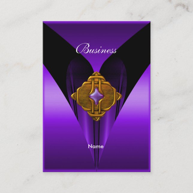 Business Card Elegant Purple Gold Jewel (Front)