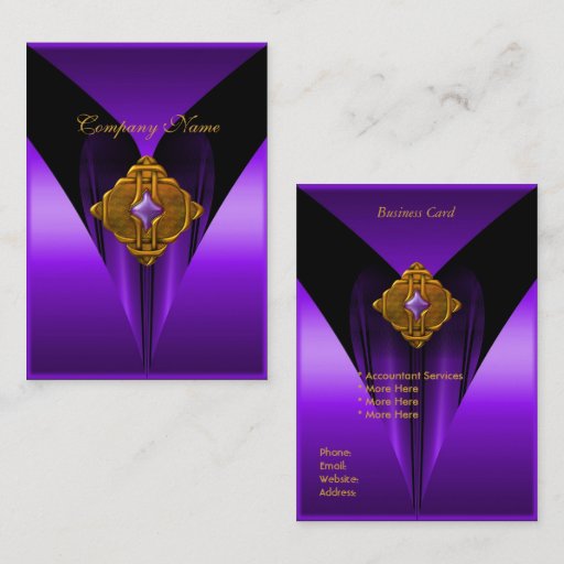Customizable Business Card Elegant Purple Gold Jewel