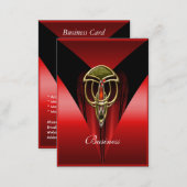Business Card Elegant Red Art Deco Gold Jewel (Front/Back)