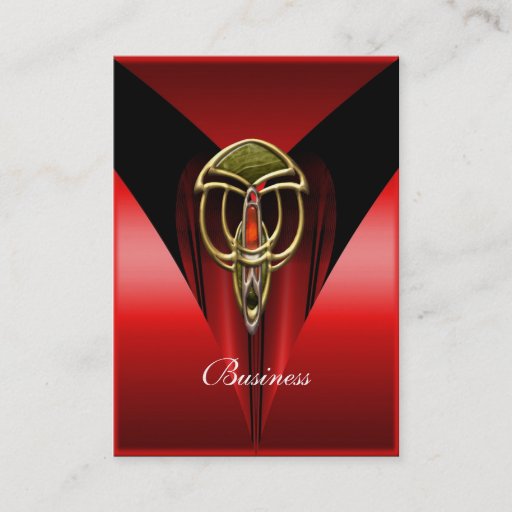 Customizable Business Card Elegant Red Art Deco Gold Jewel