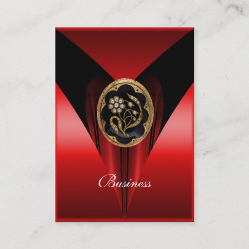 Customizable Business Card Elegant Red Black Gold Jewel