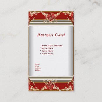 Business Card Elegant Red Gold White Elite by Label_That at Zazzle