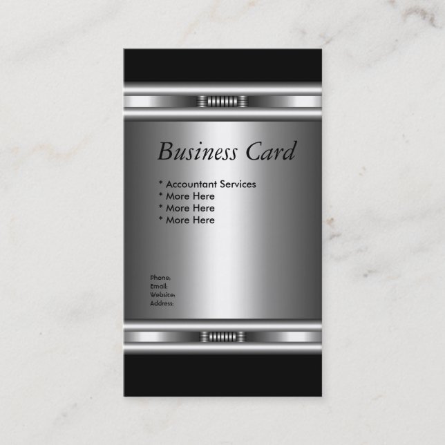 Business Card Elegant Silver Black Elite 3 (Front)