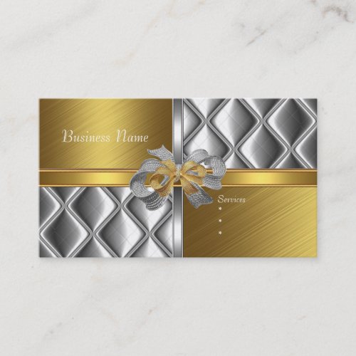 Business Card Elegant Silver Gold BowsTile Trim Business Cards