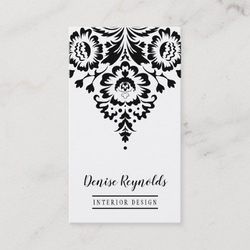 BUSINESS CARD elegant stylish damask black white