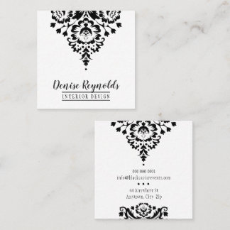 BUSINESS CARD elegant stylish damask black white