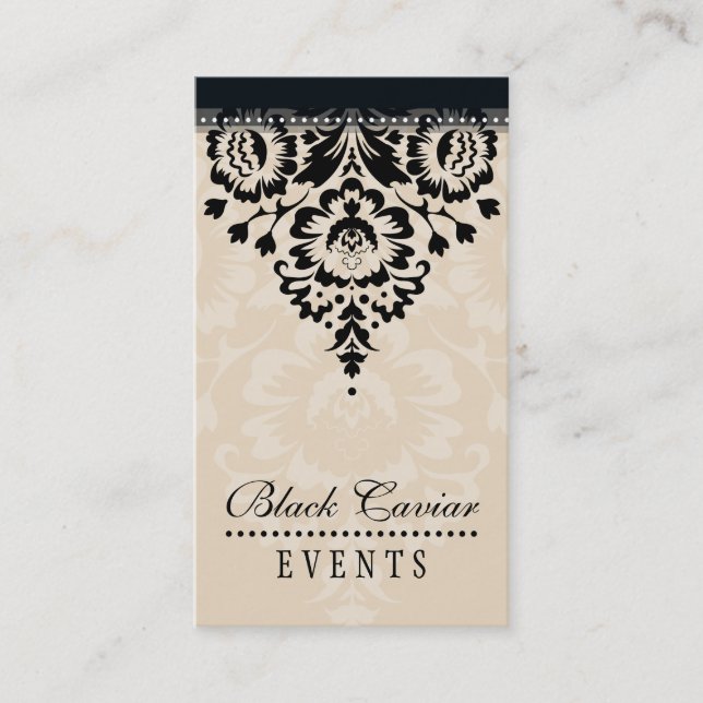 BUSINESS CARD elegant stylish damask honey black (Front)