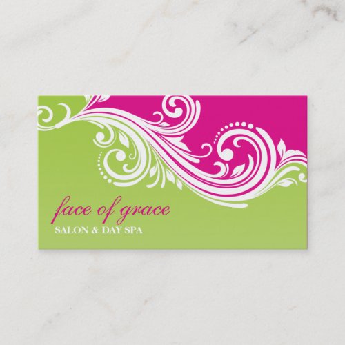 BUSINESS CARD elegant stylish swirl pink lime