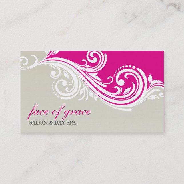 BUSINESS CARD elegant stylish swirl pink yellow (Front)