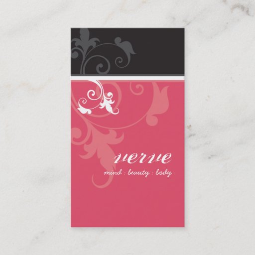 Customizable BUSINESS CARD elegant verve foliage black coral