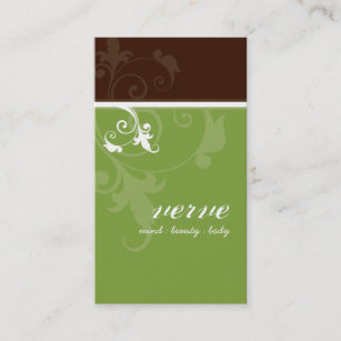 BUSINESS CARD elegant verve foliage green brown