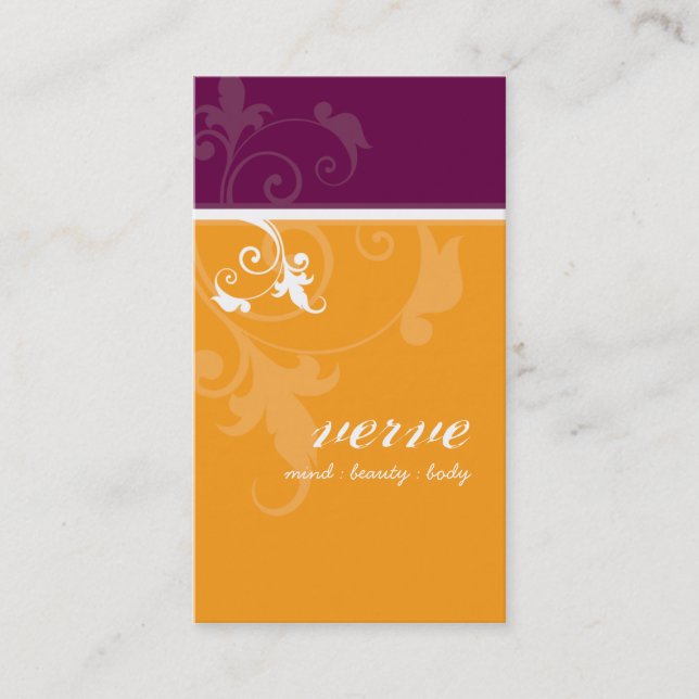 BUSINESS CARD elegant verve foliage orange plum (Front)