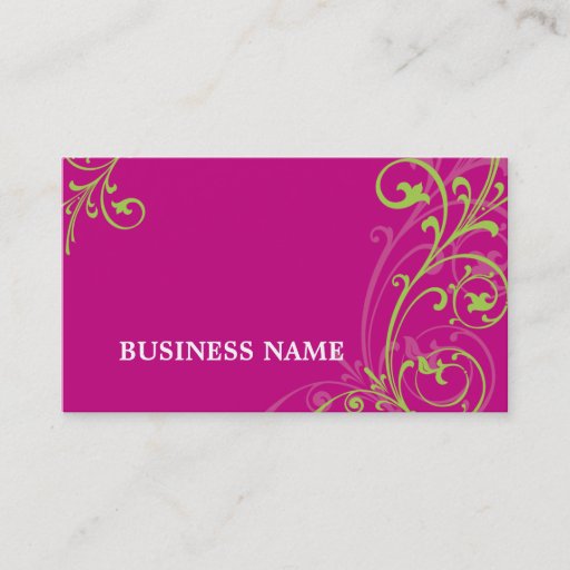 Customizable BUSINESS CARD fabulous elegant flourish pink lime